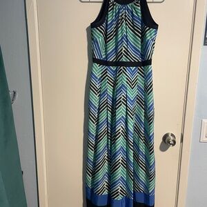 Ann Taylor Chevron Long Dress - Blue and Green